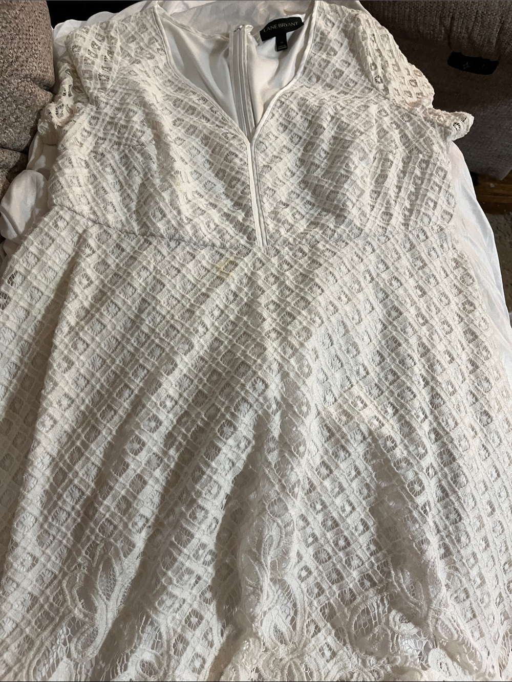 Lane Bryant White Lace Fit-and-Flare Mini Dress